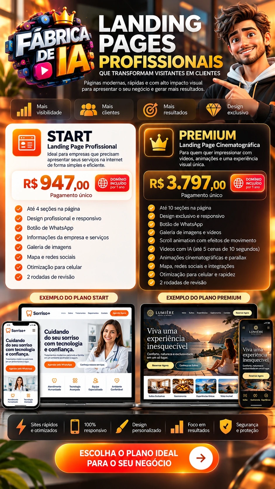 Pack de Landing pages: serviços e condições